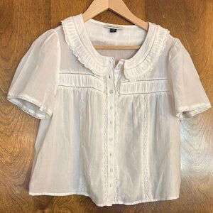 American Eagle Outfitters Cream Button-Up Blouse